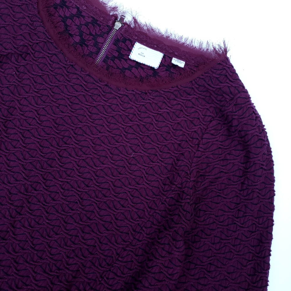 Anthropologie Postmark Plum Black Textured Top - Picture 2 of 6